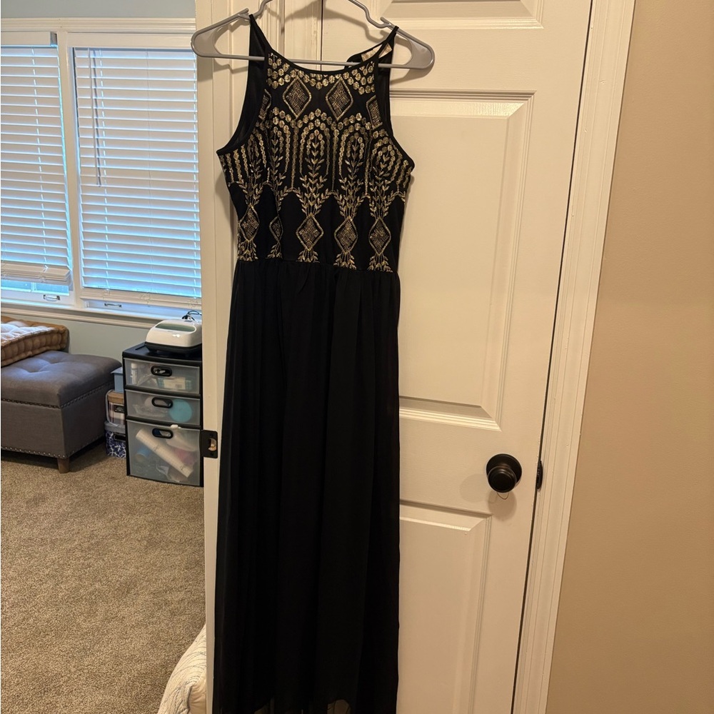 Altar'd State Black and Gold Maxi Dress